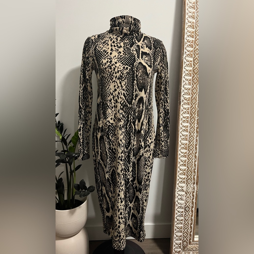 Zara Animal Print Midi Dress Size L Ref 5643324
